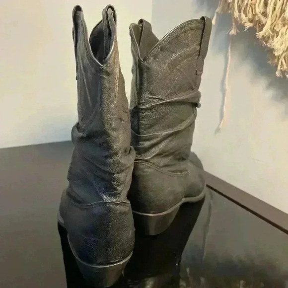 DINGO Womens Cowboy boots slouch Black with silver tip size 6.5 - Picture 6 of 7